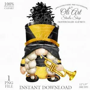 Gnome Trumpet Player, Marching Band Uniform, Gnome Images.
