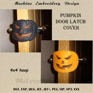 Handmade Marketplace 686 Pumpkin door latch cover embroidery design