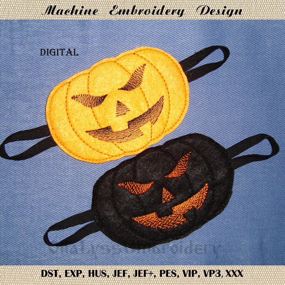 Pumpkin door latch cover embroidery design
