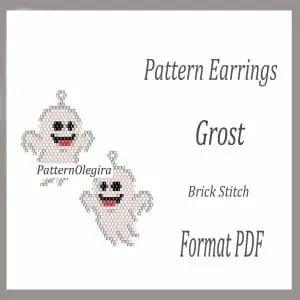 Ghost Earrings bead pattern Bead earrings pattern Halloween Bead patterns Olegirabeadpatterns