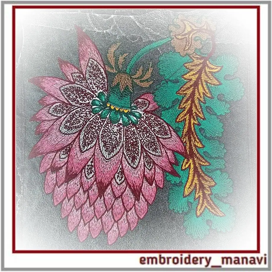 Machine embroidery design Unusual artichoke flower 3 Machine embroidery design Unusual artichoke flower - Image 3
