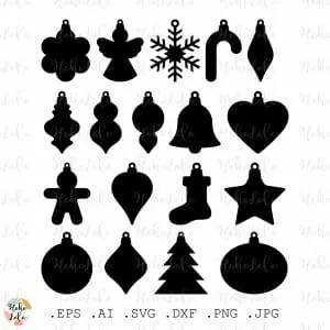 Christmas Ornaments Svg Silhouette Stencil Templates Dxf Decor