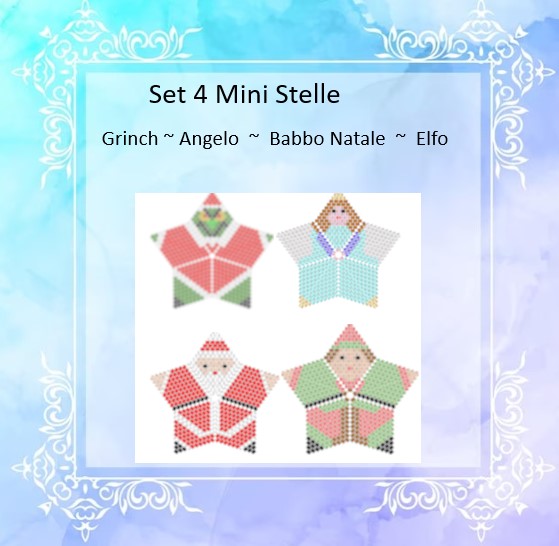 Set 4 MINI soggetti per stelle 3D in tessitura peyote 1 Set 4 MINI soggetti per stelle 3D in tessitura peyote