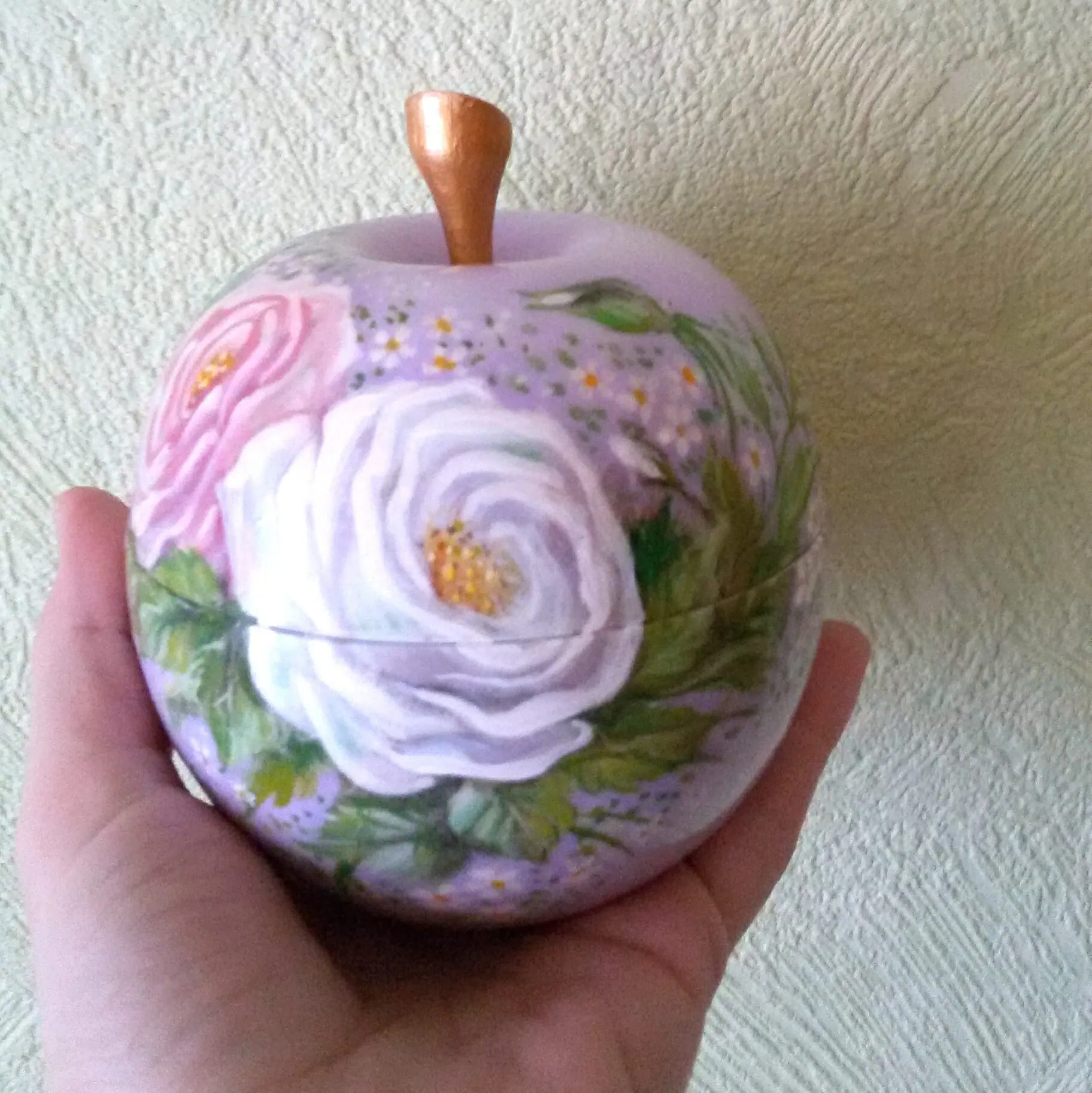 Lilac Beautiful Hand painted wooden Apple Box