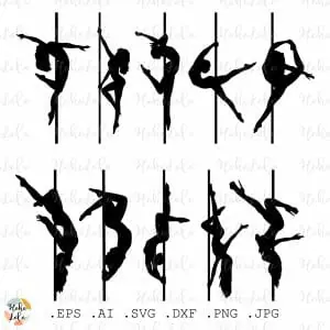 Pole Dancer Svg Cricut Silhouette Stencil Templates Dxf