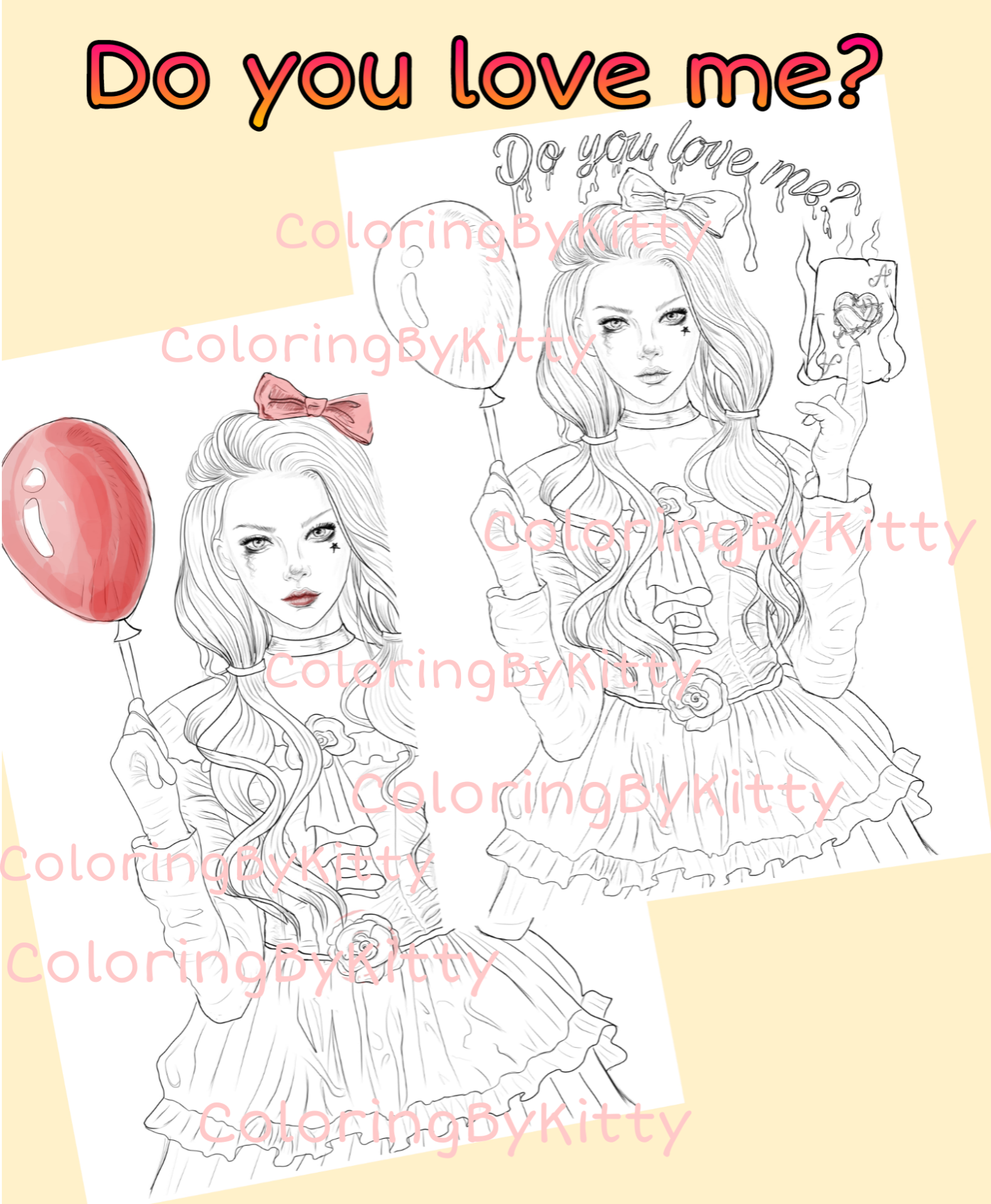 Single coloring page “Do you love me?”