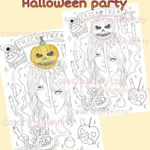 Single coloring page “Halloween party”