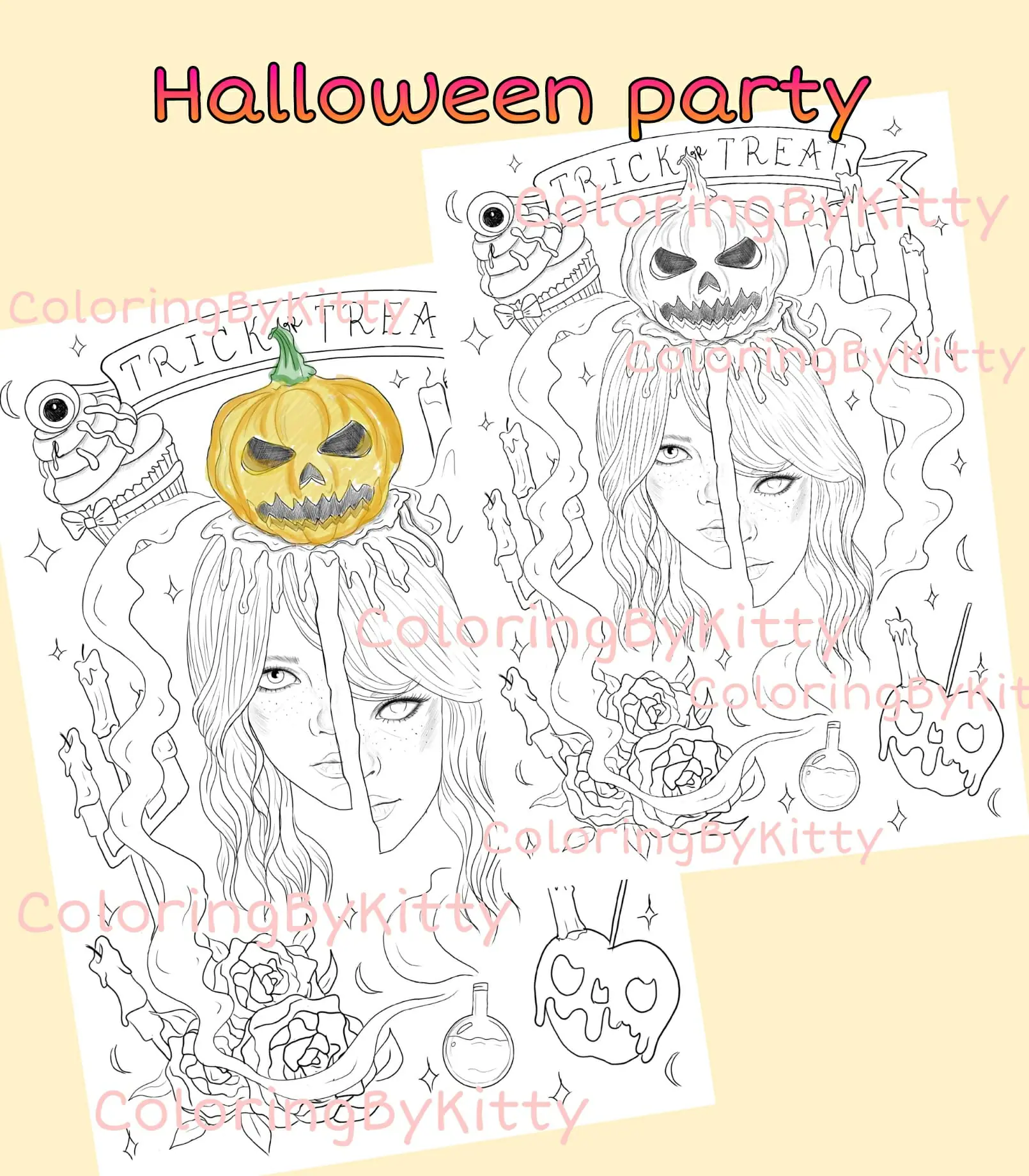 Single coloring page “Halloween party”