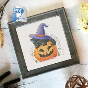 Handmade Marketplace 708 Halloween Cross Stitch Pattern Pumpkin Cat pattern