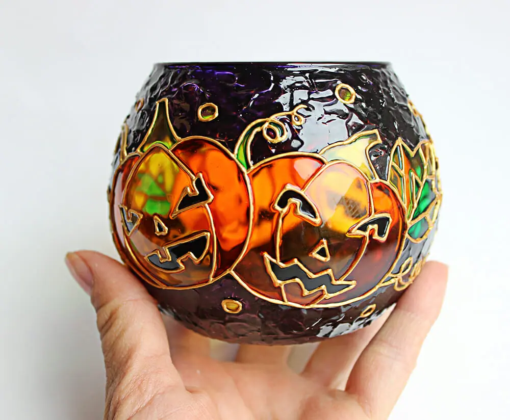 Halloween Pumpkins Candle Holder PurpleTealight Holder