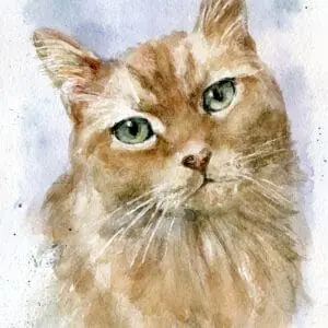 Sweet Cinnamon Pet Portrait Watercolor Painting