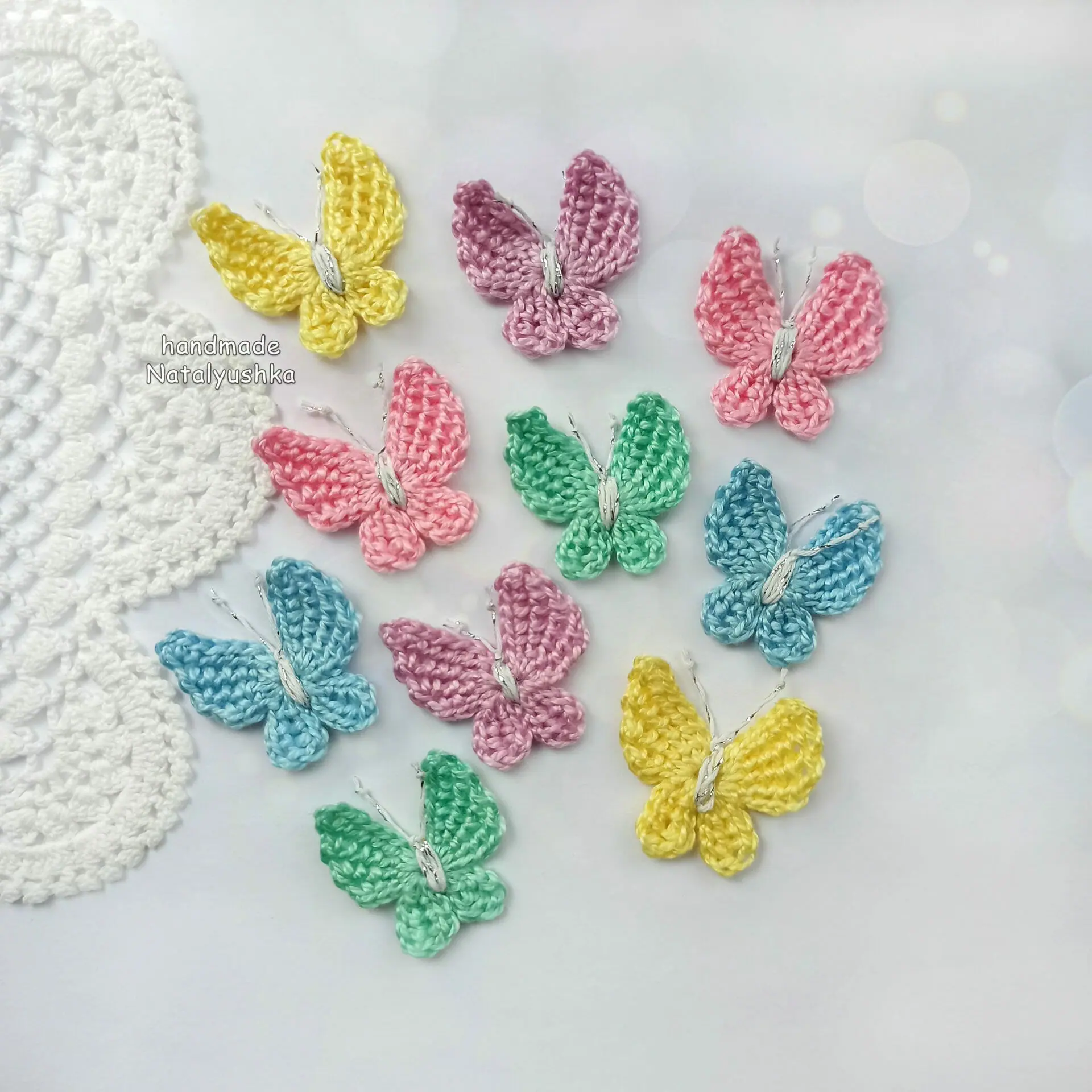 Pastel Butterfly applique, Set of colorful butterflies, Handmade Butterfly motif.