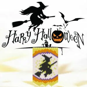 Handmade Marketplace 668 Bead peyote pattern Halloween banner Witch on a broomstick Miyuki delica PDF file