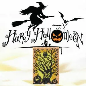 Handmade Marketplace 666 Bead peyote pattern Halloween banner Spooky tree