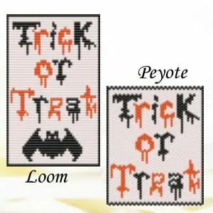 Handmade Marketplace 662 Bead peyote and loom pattern Halloween banner Trick or Treat
