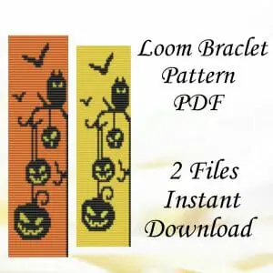 Handmade Marketplace 647 Loom beaded bracelets pattern Jack lantern