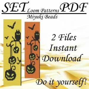 Handmade Marketplace 648 Loom beaded bracelets pattern Jack lantern