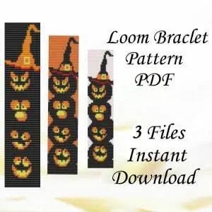 Handmade Marketplace 643 Loom beaded bracelets Halloween pattern Jack lantern