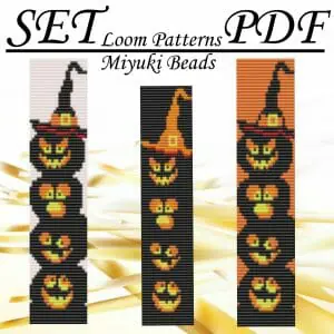 Handmade Marketplace 644 Loom beaded bracelets Halloween pattern Jack lantern