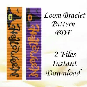 Handmade Marketplace 637 Loom beaded bracelet Happy Halloween
