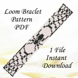 Handmade Marketplace 635 Loom beaded bracelet Spider White and black