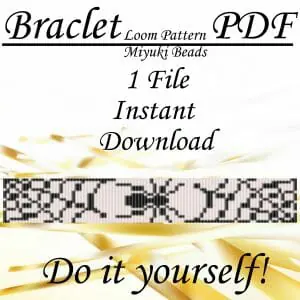 Handmade Marketplace 636 Loom beaded bracelet Spider White and black
