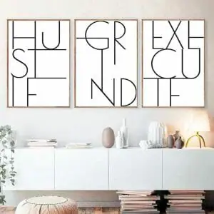 Modern Wall Art Hustle Grind Execute