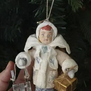 Christmas tree decoration in vintage style Cotton wool boy