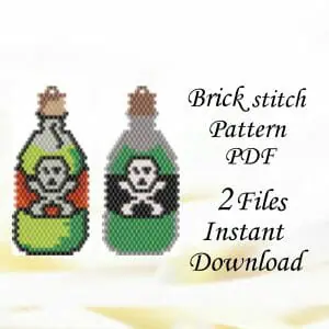 Handmade Marketplace 633 Brick stitch pattern Halloween Poison bottle