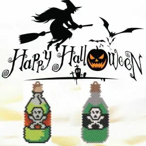Handmade Marketplace 634 Brick stitch pattern Halloween Poison bottle