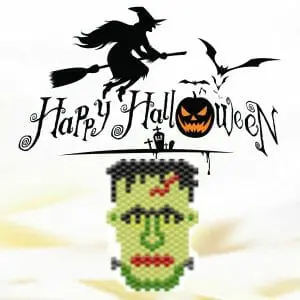 Handmade Marketplace 632 Peyote stitch pattern Halloween Green monster head Lurch