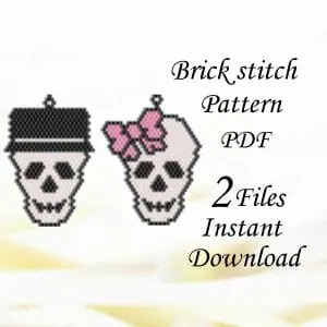 Handmade Marketplace 629 Brick stitch pattern Halloween Skulls Boy and Girl