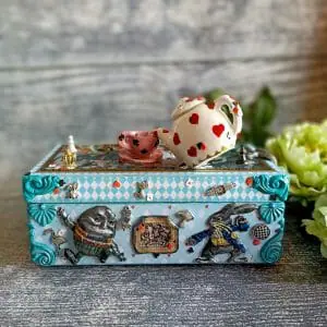 Wooden miniature handmade box "Alice in Wonderland". Jewelry Box, Cheshire cat Storage, Mad Hatter box, White rabbit box, Ring Holder, humpty dumpty