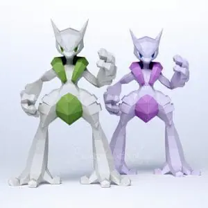 3d Papercraft–Mega Mewtwo X include Shiny–PDF DXF Templates
