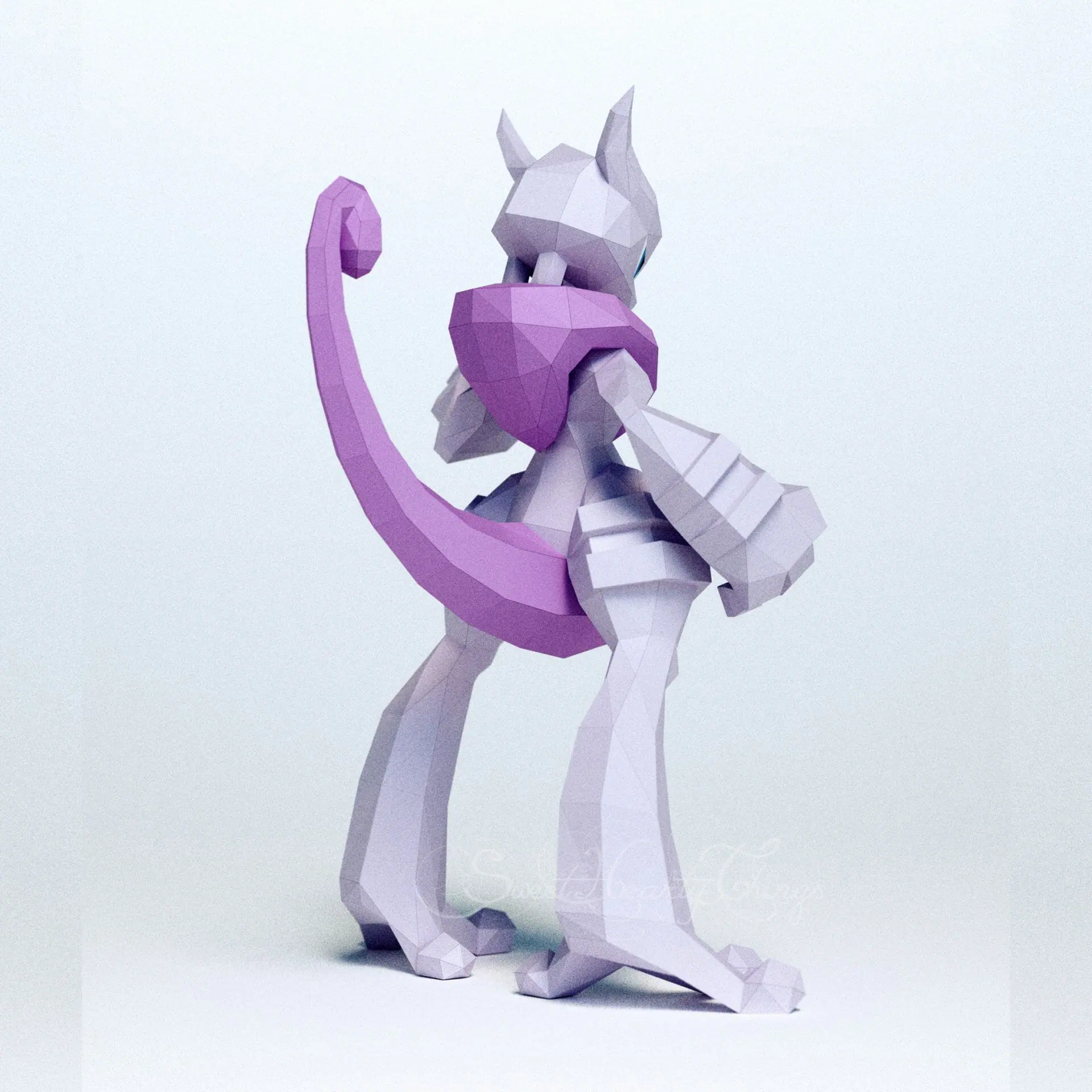 3d Papercraft–Mega Mewtwo X include Shiny–PDF DXF Templates - Crealandia