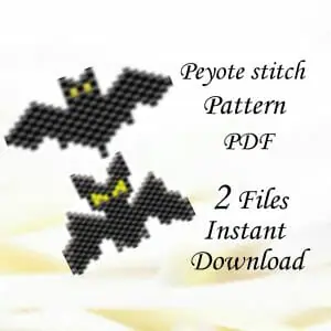 Handmade Marketplace 623 Peyote stitch pattern Halloween Black bat