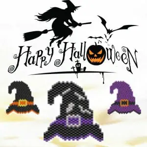 Handmade Marketplace 622 Peyote stitch pattern Halloween Witch hat Set of 3 pendant Miyuki delika PDF file