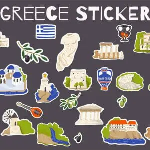 Greece landmarks, sightseen, symbols stickers