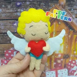 Handmade Marketplace 615 Felt angel ornament, cupid pattern PDF, valentine card