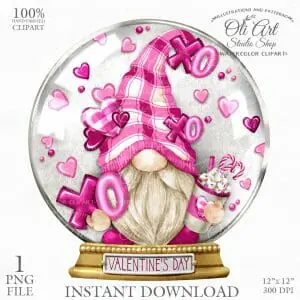 Valentine's Day, Snow Globe, Gnome Images. Gnomes Graphics.