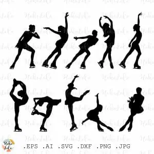 Figure Skater Svg Silhouette Cricut Stencil Templates