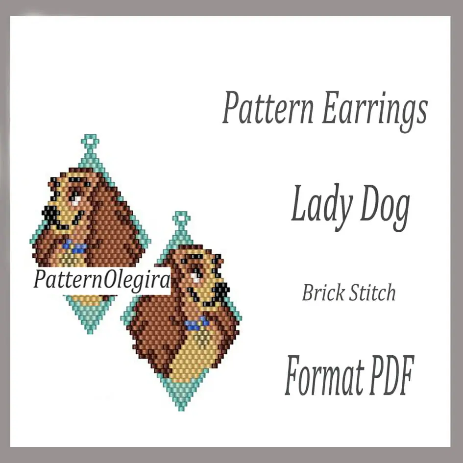 Dog 38 beading earrings Bead pattern dog Olegirabeadpatterns