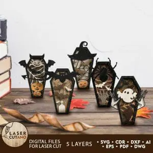 Coffins Halloween Multilayer Laser Cut Files