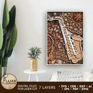 Saxophone Digital Multilayer Layout Cut Files