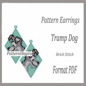 Tramp Dog bead earrings pattern Dog earrings Dog Tramp pattern Bead dog Olegirabeadpatterns