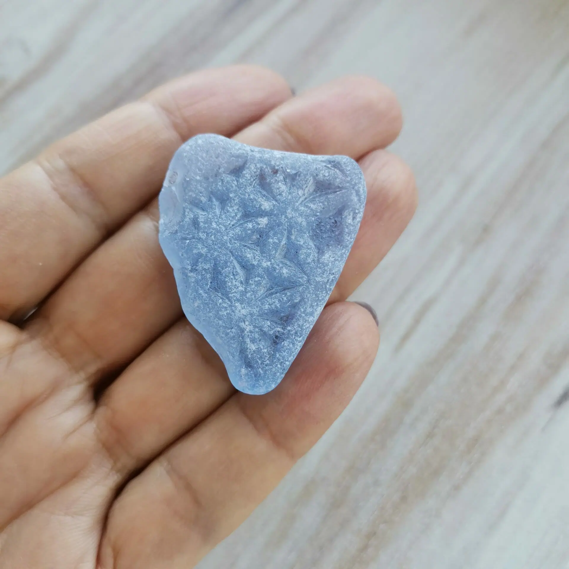 Blue sea glass heart B107