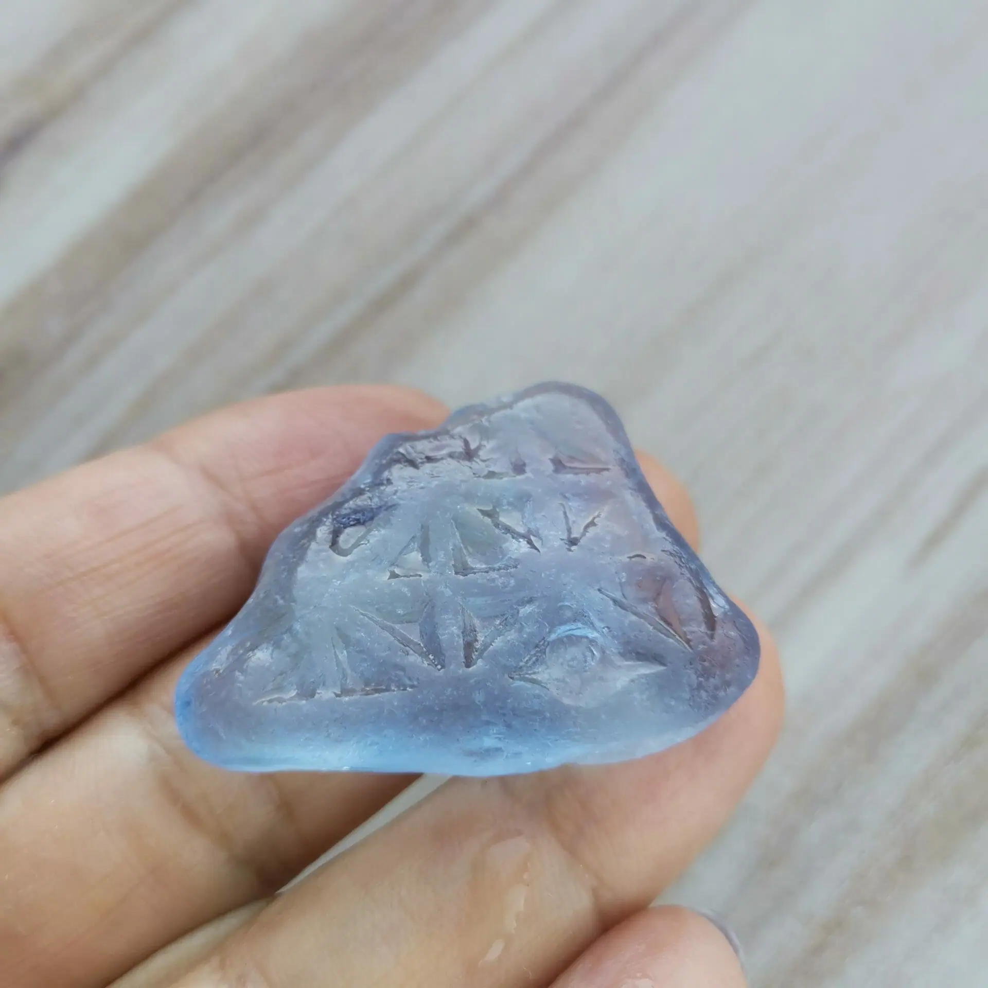 Blue sea glass heart B107
