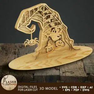 HALLOWEEN HAT Multilayer Laser Cut Template