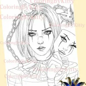 Single coloring page "The Mask of Pain"