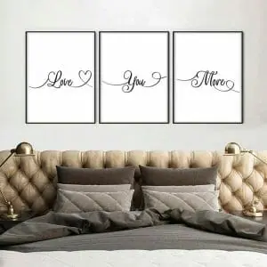 Love You More Set of 3 Prints Bedroom Decor